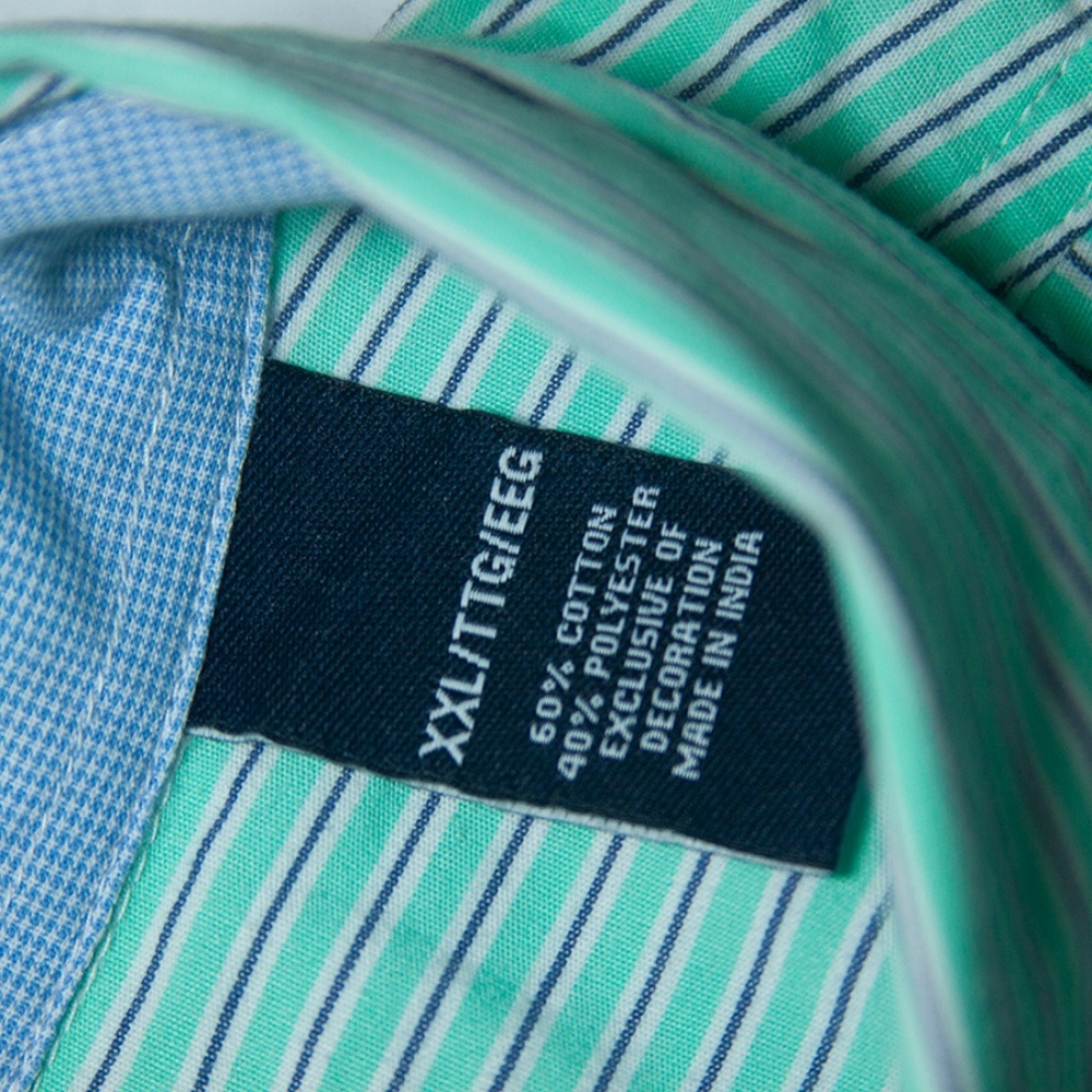 ChapS XXL Green short sleeve Stripe shirt "EUC" - Picture 6 of 7